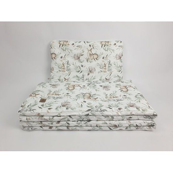 Wicker Baby Cradle with Forest Animals Set