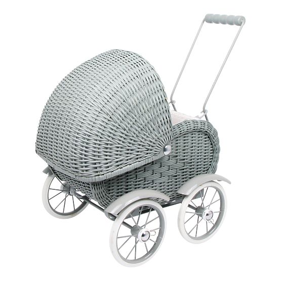 Wicker pram for dolls - gray