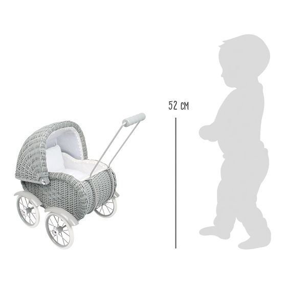 Wicker pram for dolls - gray
