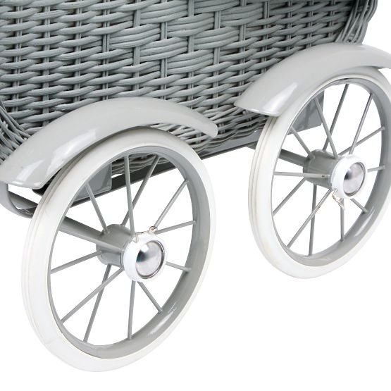 Wicker pram for dolls - gray