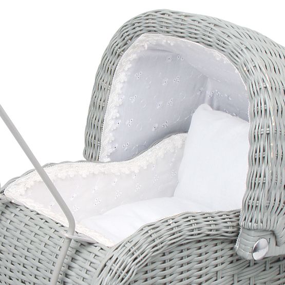 Wicker pram for dolls - gray