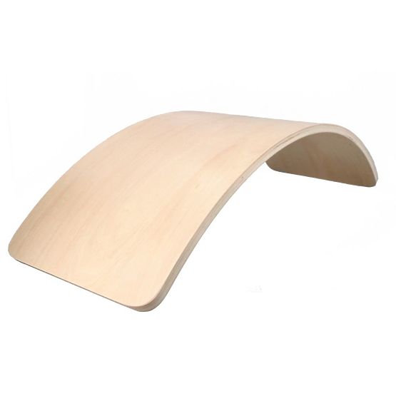 Wooden balance board with toy car and road