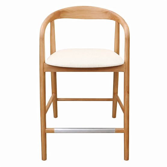 Wooden Bar Stool Ludvika 2.0, Rounded, Natural/Cream