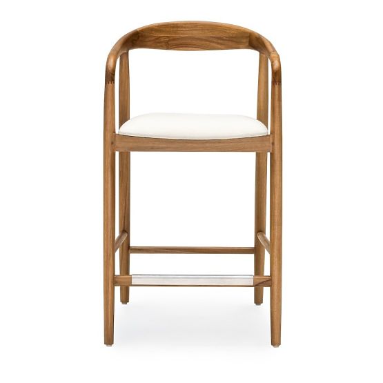 Wooden Bar Stool Ludvika 2.0, Rounded, Natural/Cream