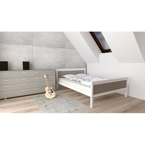 Wooden Bed Ikar 200 x 120 cm - Gray-White