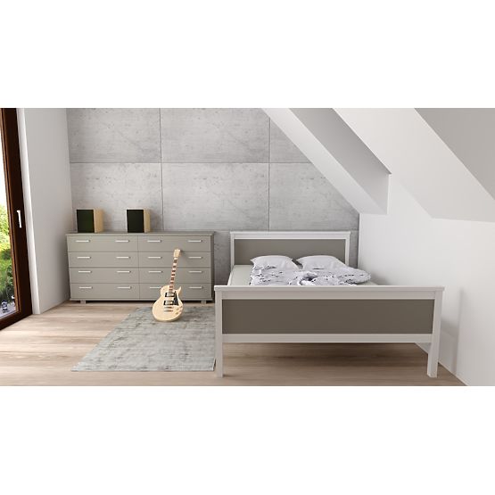 Wooden Bed Ikar 200 x 120 cm - Gray-White