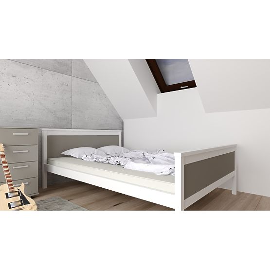 Wooden Bed Ikar 200 x 90 cm - Gray-White