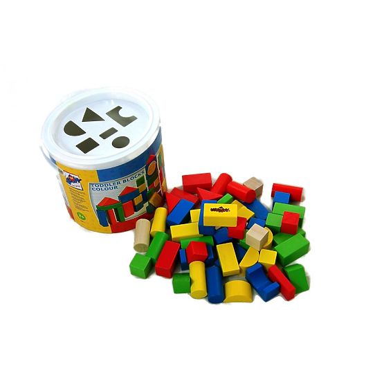 Wooden Blocks 50 pcs. Bucket with Sorter