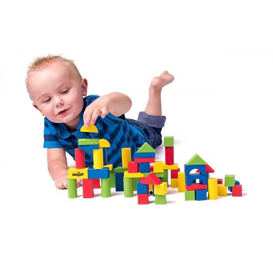 Wooden Blocks 50 pcs. Bucket with Sorter