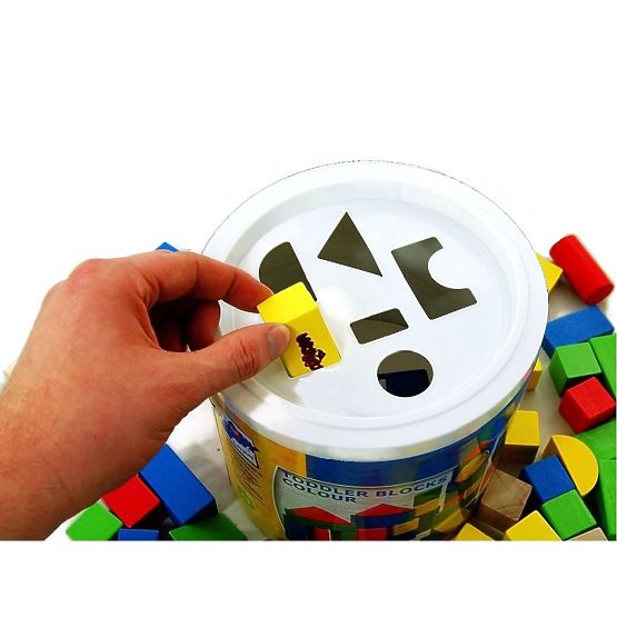 Wooden Blocks 50 pcs. Bucket with Sorter