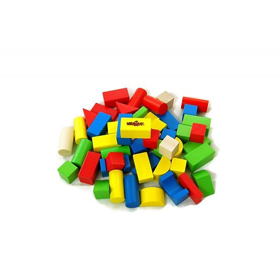 Wooden Blocks 50 pcs. Bucket with Sorter