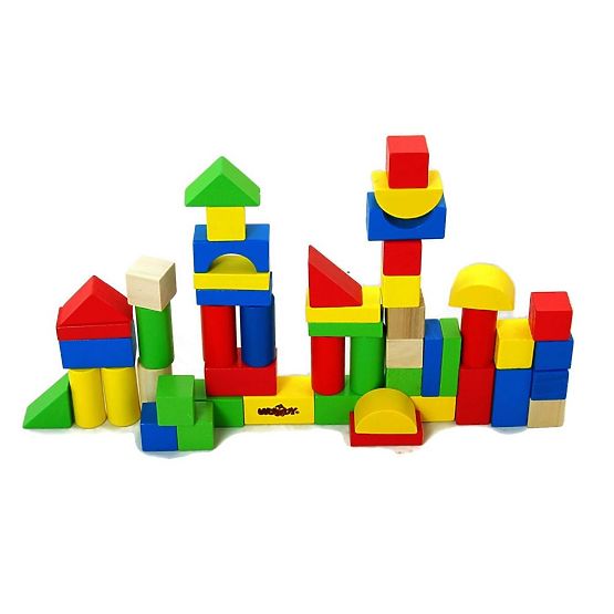 Wooden Blocks 50 pcs. Bucket with Sorter