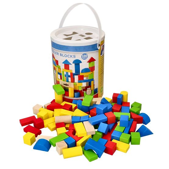 Wooden Blocks in a Bucket 100 pcs