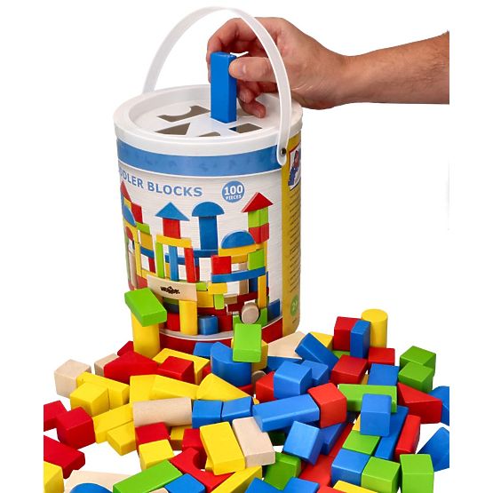 Wooden Blocks in a Bucket 100 pcs