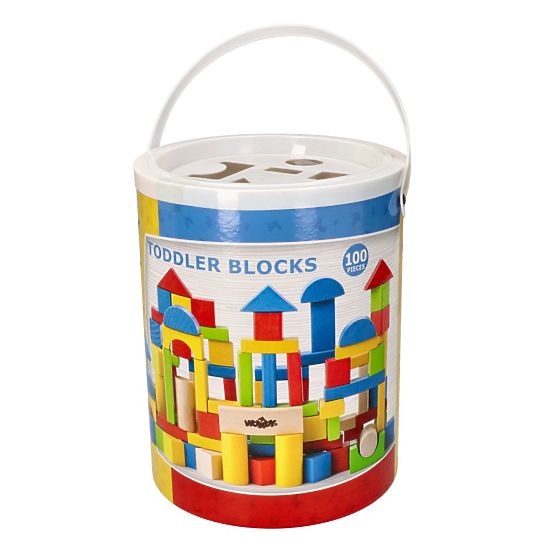 Wooden Blocks in a Bucket 100 pcs