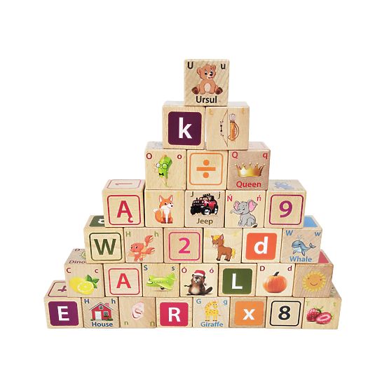 Wooden blocks - letters, numbers and pictures