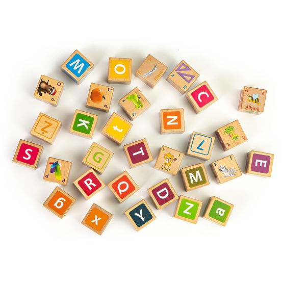 Wooden blocks - letters, numbers and pictures