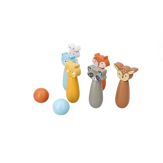 Wooden Bowling Pins Forest Animals
