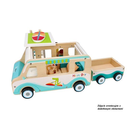 Wooden Caravan with Trailer and Accessories