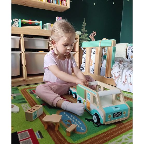 Wooden Caravan with Trailer and Accessories
