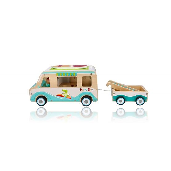 Wooden Caravan with Trailer and Accessories