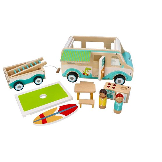 Wooden Caravan with Trailer and Accessories