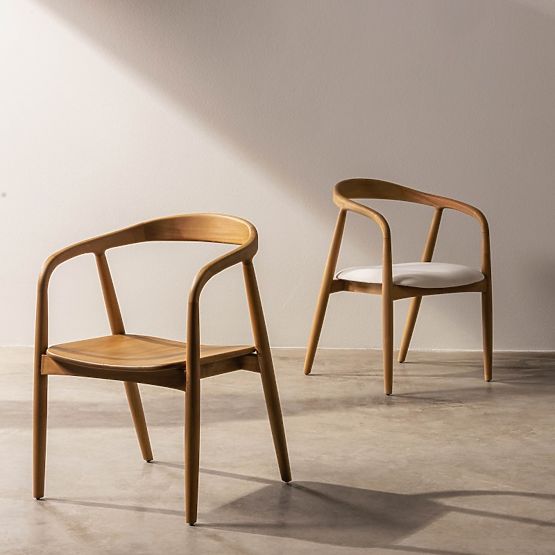 Wooden Chair Ludvika, Rounded, Natural/Cream