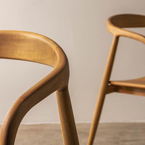 Wooden Chair Ludvika, Rounded, Natural/Cream