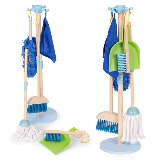 Wooden Cleaning Set for Children Mop Broom with Dustpan 7 Elements ECOTOYS