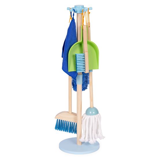 Wooden Cleaning Set for Children Mop Broom with Dustpan 7 Elements ECOTOYS