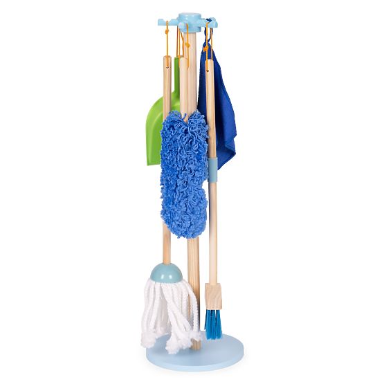 Wooden Cleaning Set for Children Mop Broom with Dustpan 7 Elements ECOTOYS