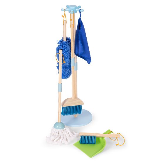 Wooden Cleaning Set for Children Mop Broom with Dustpan 7 Elements ECOTOYS