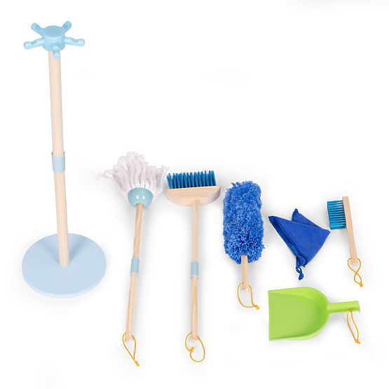 Wooden Cleaning Set for Children Mop Broom with Dustpan 7 Elements ECOTOYS