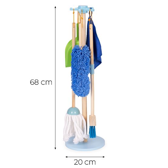 Wooden Cleaning Set for Children Mop Broom with Dustpan 7 Elements ECOTOYS