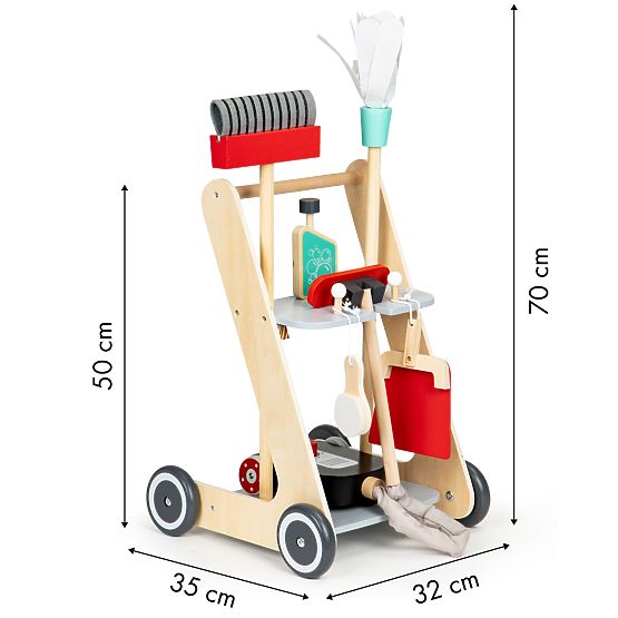 Wooden Cleaning Set Trolley XXL Vacuum Cleaner ECOTOYS