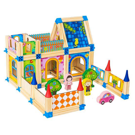 Wooden Construction Blocks House Building 6-in-1 ECOTOYS