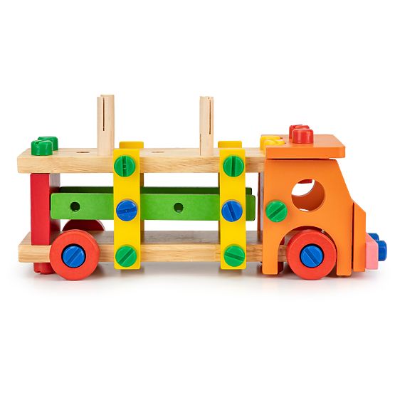 Wooden construction set with tools