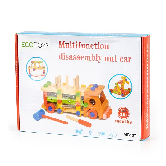 Wooden construction set with tools