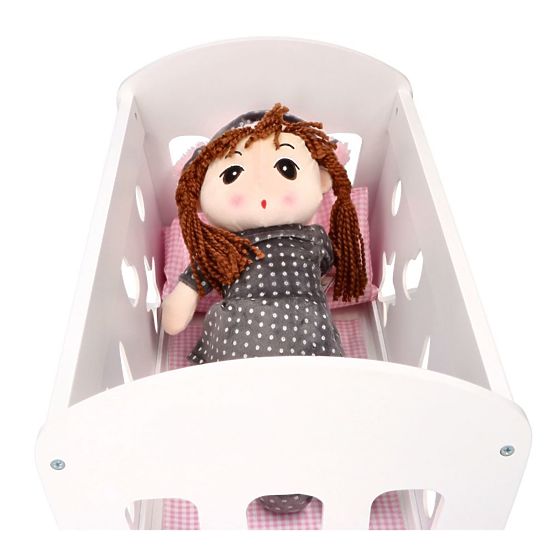 Wooden cradle for dolls with duvets