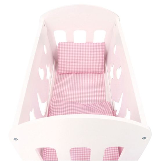 Wooden cradle for dolls with duvets