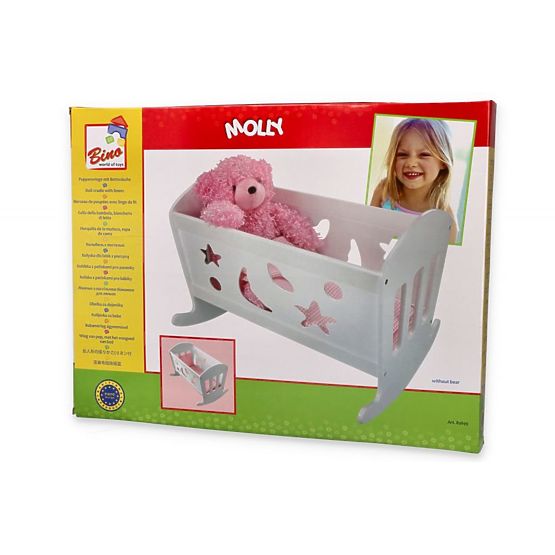 Wooden cradle for dolls with duvets