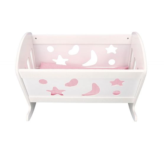 Wooden cradle for dolls with duvets