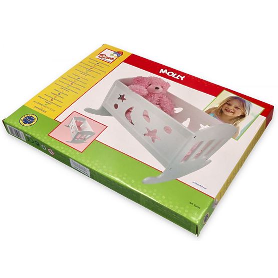 Wooden cradle for dolls with duvets