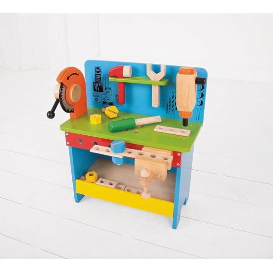 Wooden DIY workshop with tools