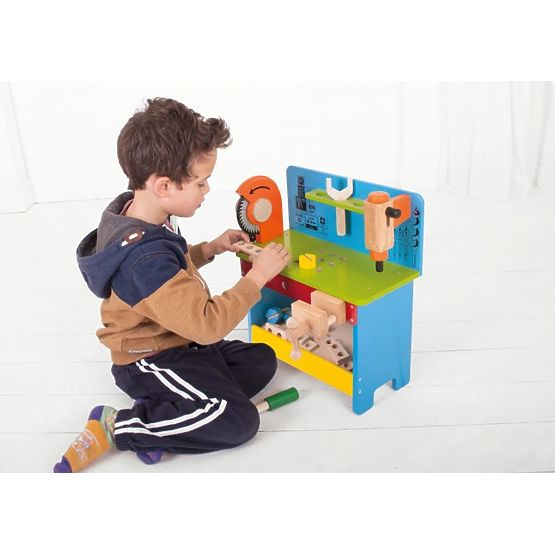 Wooden DIY workshop with tools