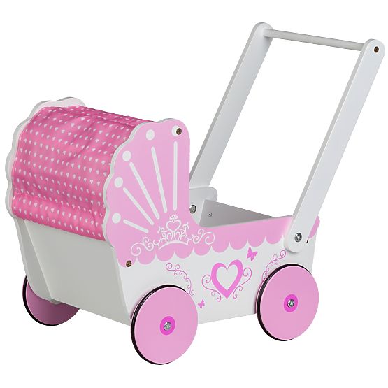 Wooden Doll Stroller with Canopy ECOTOYS