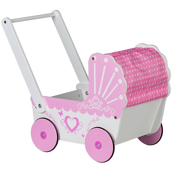 Wooden Doll Stroller with Canopy ECOTOYS