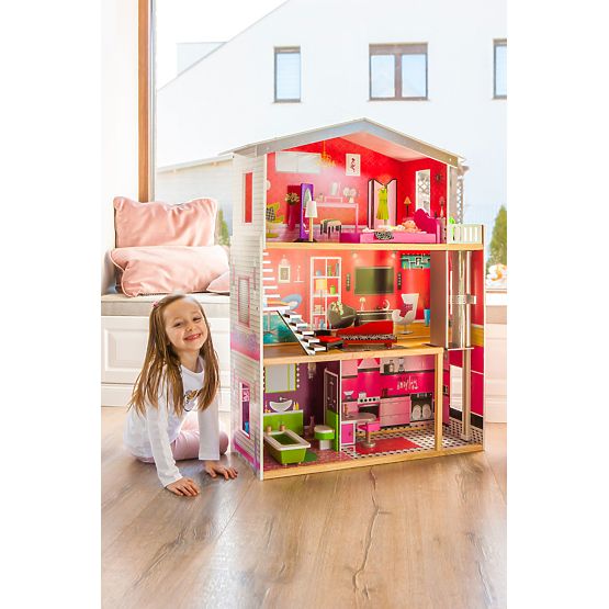 Wooden dollhouse with Kayla lift