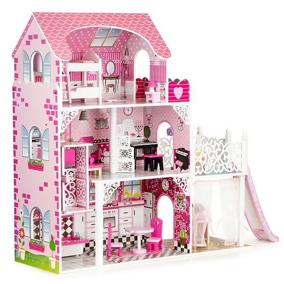 Wooden dollhouse with Victoria elevator