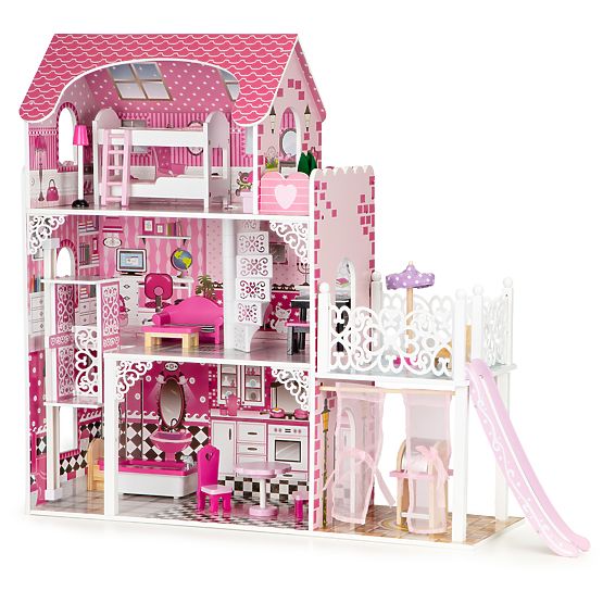 Wooden dollhouse with Victoria elevator